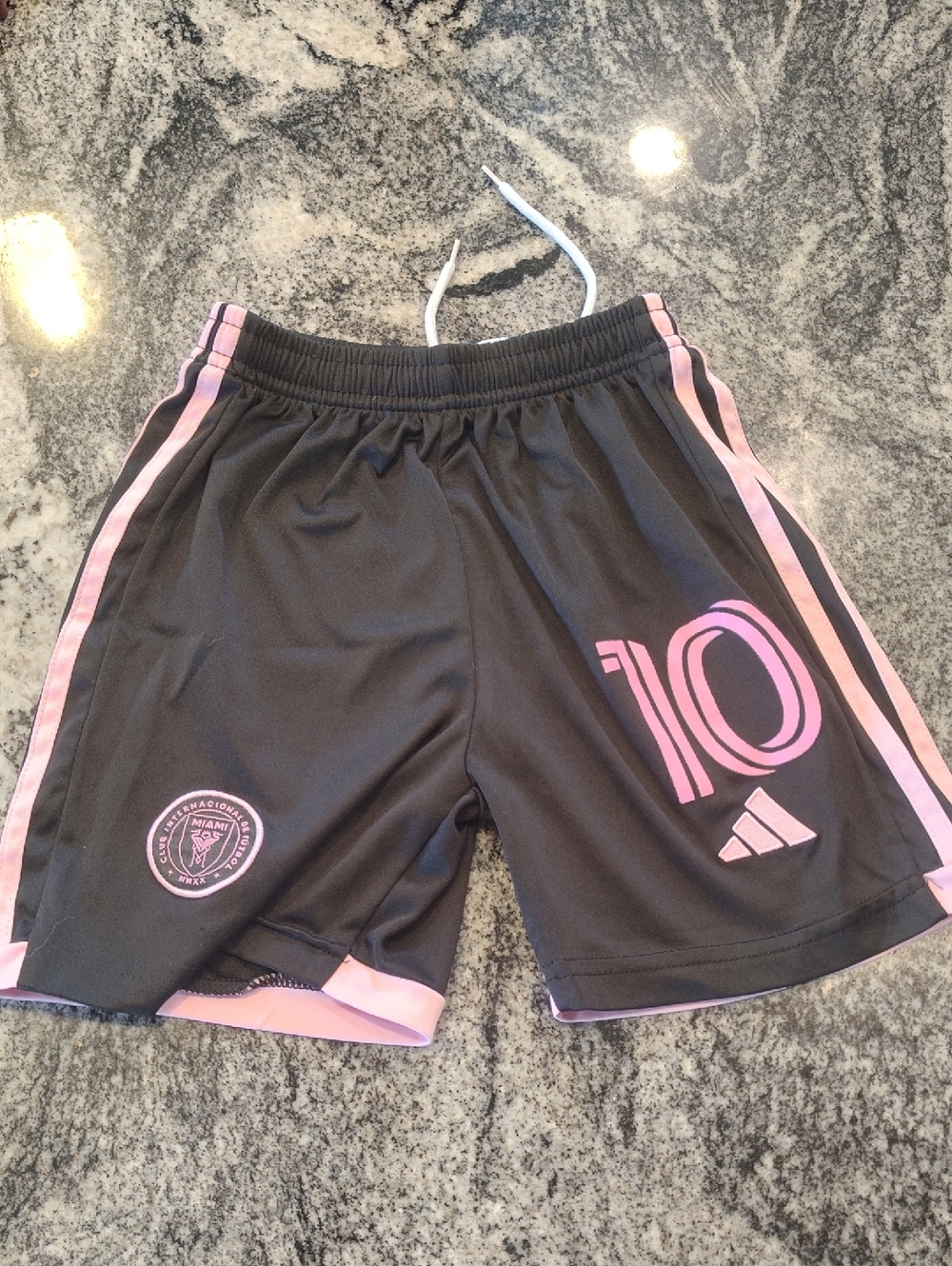Adidas Black & Pink Soccer Shorts with Number 10